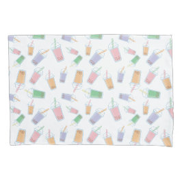 Niedliches Blubble Tee Muster Pastellfarben Soft C Kissenbezug
