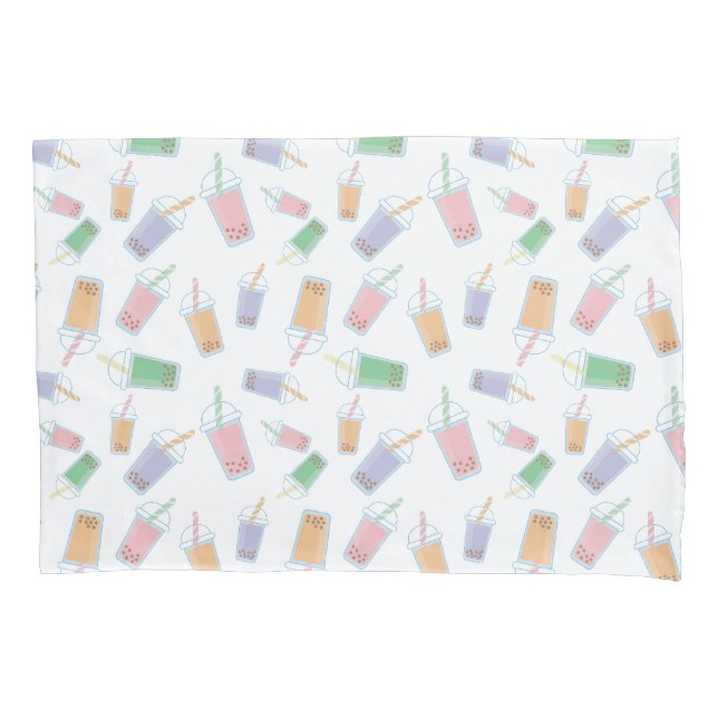 Niedliches Blubble Tee Muster Pastellfarben Soft C Kissenbezug (Vorderseite)