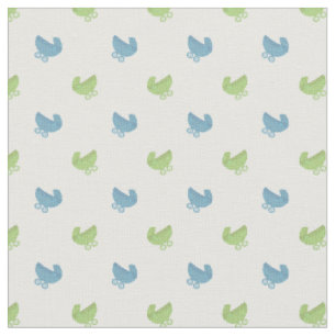 Niedliches Blue and Green Baby Buggy Muster Stoff