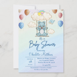 Niedliches Blue Bar Swing Rainbow Baby Dusche Einladung