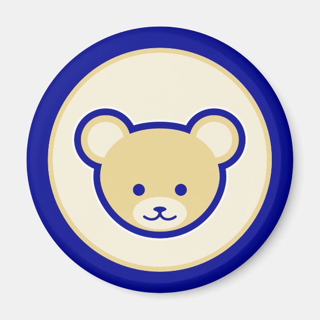 Niedliches Blue Beige Teddy Bear Cartoon Art Magnet (Vorne)