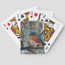 Niedliches Blue Bird Song Bird Wintergemälde Spielkarten