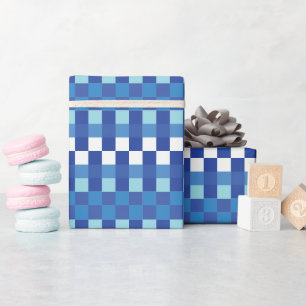Niedliches Blue Checkerboard Geschenkpapier