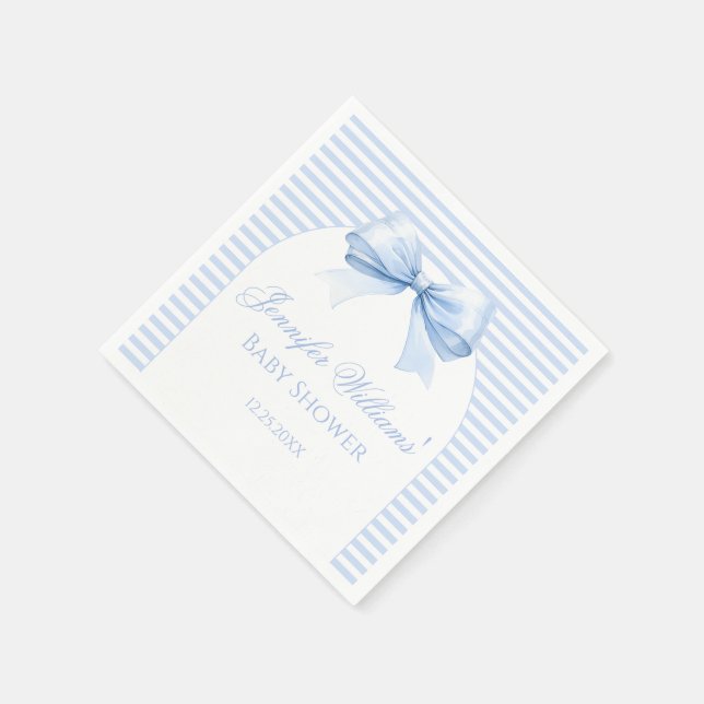 Niedliches Blue Chic Bow Striping Baby Boy Duschpa Serviette (Ecke)