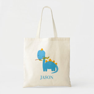 Niedliches Blue Dino mit Individuelle Name Kids To Tragetasche
