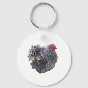Niedliches Blue Frizzle Cochin Bantam Rooster-Hühn Schlüsselanhänger