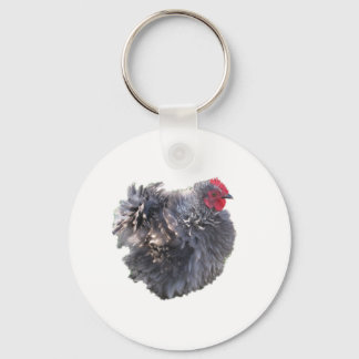 Niedliches Blue Frizzle Cochin Bantam Rooster-Hühn Schlüsselanhänger