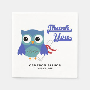 Niedliches Blue Graduate Owl mit Diplomarbeit Absc Serviette