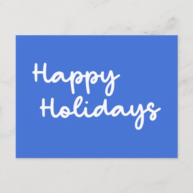 Niedliches Blue Happy Holidays Whimsical Letting Postkarte (Vorderseite)