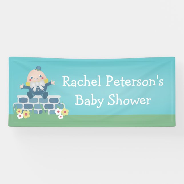 Niedliches Blue Humpty Dumpty Baby Duschbad Party Banner (Horizontal)