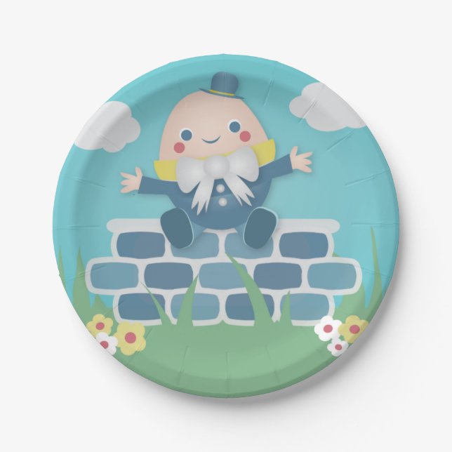 Niedliches Blue Humpty Dumpty Baby Duschbad Party Pappteller (Vorderseite)