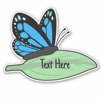 Niedliches Blue Monarch Butterfly-Label Aufkleber