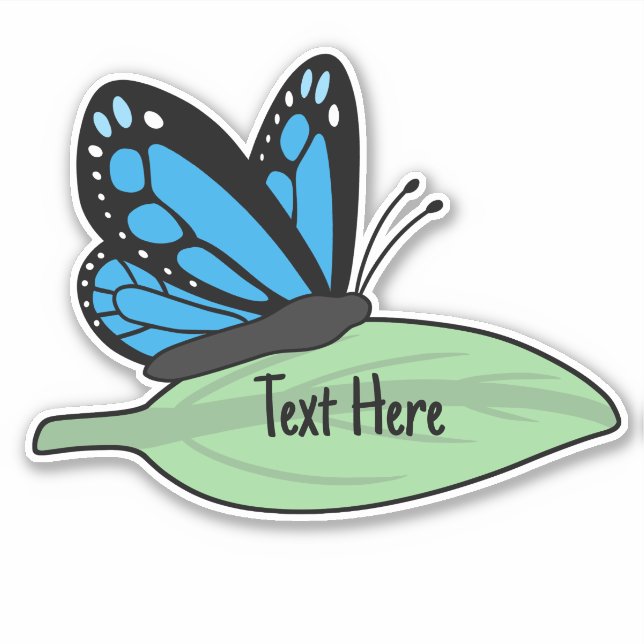 Niedliches Blue Monarch Butterfly-Label Aufkleber (Vorderseite)