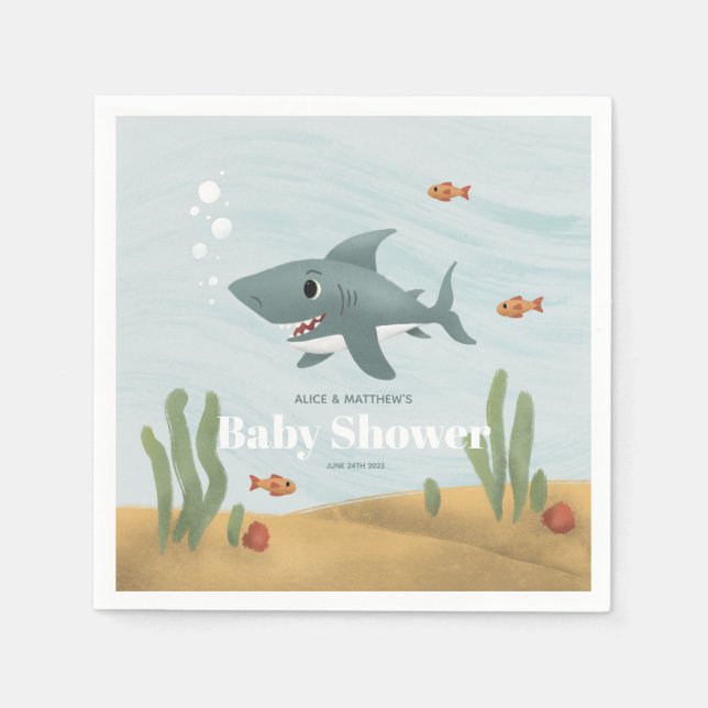 Niedliches Blue Ocean Sea Shark Boys Baby Dusche Serviette (Vorderseite)