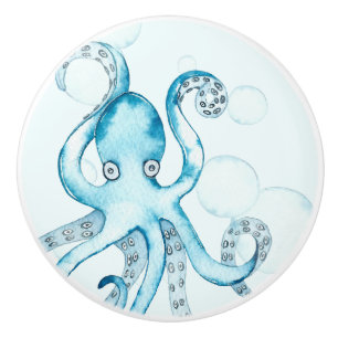 Niedliches Blue Octopus Sea Life Baby Boy Kinderzi Keramikknauf