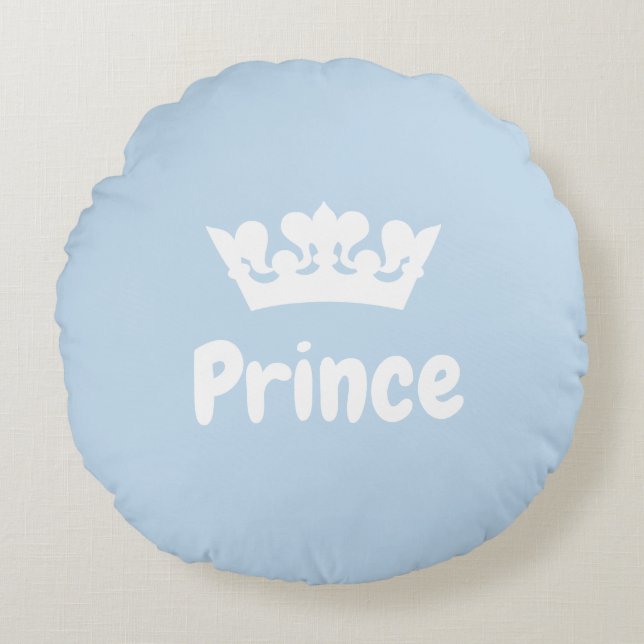 Niedliches Blue Prince Crown Boy Kinderzimmer Rundes Kissen (Vorderseite)