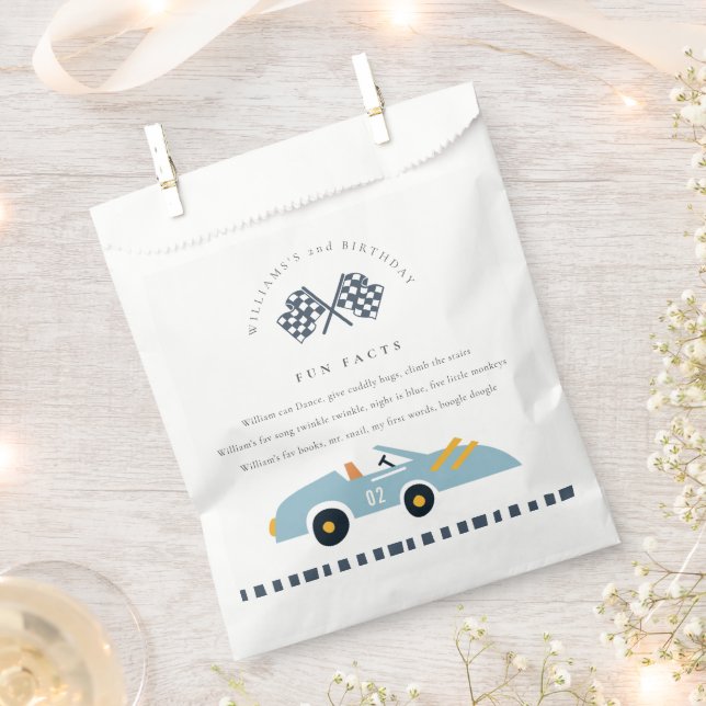 Niedliches Blue Race Car Kinder jedes Alter Geburt Geschenktütchen (Ausgeschnitten)