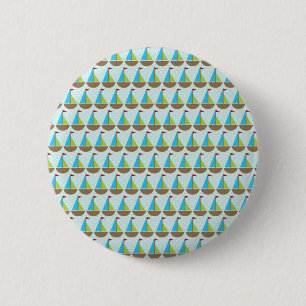 Niedliches Blue Sailboat Design für Jungen Button