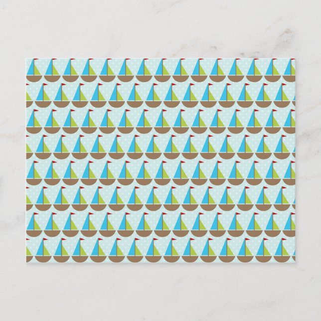 Niedliches Blue Sailboat Design für Jungen Postkarte (Vorderseite)