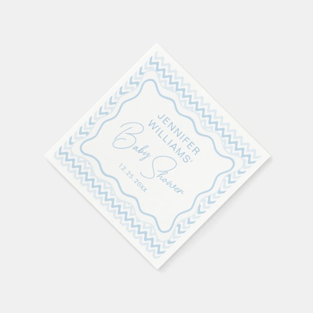 Niedliches Blue Wavy Scallop Disco Baby Boy Duschp Serviette (Ecke)