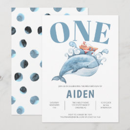 Niedliches Blue Whale Kindergeburtstag Party Einladung