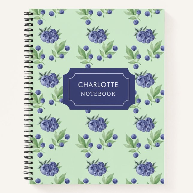Niedliches Blueberobstmuster Notizbuch (Vorderseite)