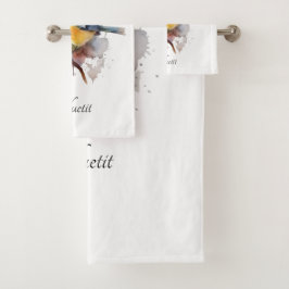 Niedliches Bluetit auf Zweig, Brauch Badhandtuch Set