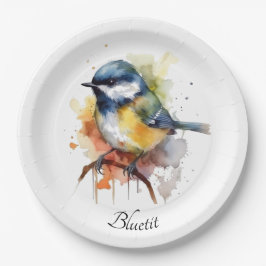 Niedliches Bluetit auf Zweig, Brauch Pappteller