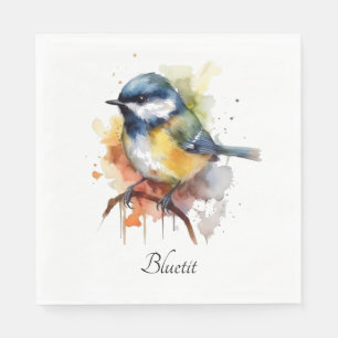 Niedliches Bluetit auf Zweig, Brauch Serviette