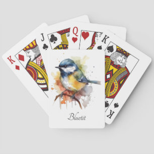 Niedliches Bluetit auf Zweig, Brauch Spielkarten