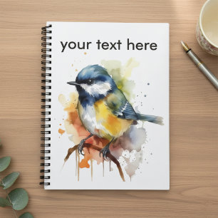 Niedliches Bluetit auf Zweigwasserfarbe, kundenspe Notizbuch
