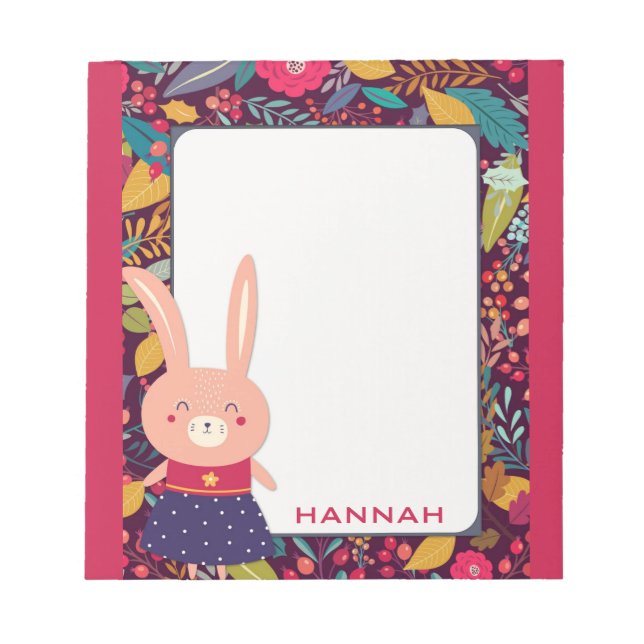 Niedliches Blumenbunny Kaninchen Notizblock (Vorderseite)