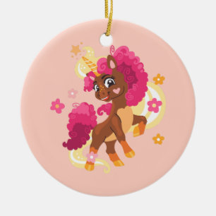 Niedliches Blumeneinhorn Keramik Ornament