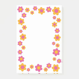 Niedliches Blumenfederdesign fuchsienrosa und gelb Post-it Klebezettel