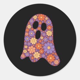 Niedliches Blumenghost-Bootsticker Halloween Runder Aufkleber