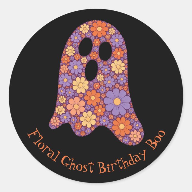 Niedliches Blumenghost-Bootsticker Halloween Runder Aufkleber (Vorderseite)