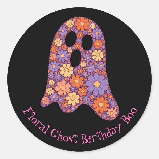 Niedliches Blumenghost-Bootsticker Halloween Runder Aufkleber (Vorderseite)