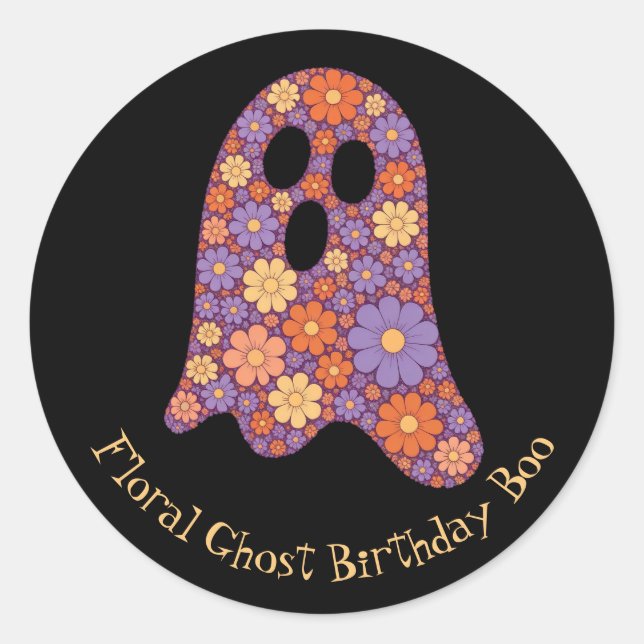Niedliches Blumenghost-Bootsticker Halloween Runder Aufkleber (Vorderseite)
