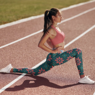 Niedliches Blumengymnastik Yoga Frauen Workout Grü Leggings