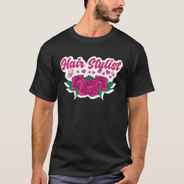 Niedliches Blumenhaar Friseursalon Team Friseur T-Shirt (Vorderseite)