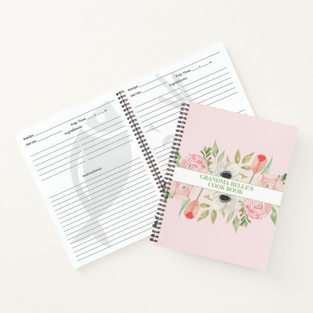 Niedliches Blumenkohl & Polka Dot Personalisiertes Notizbuch (Innenseite)
