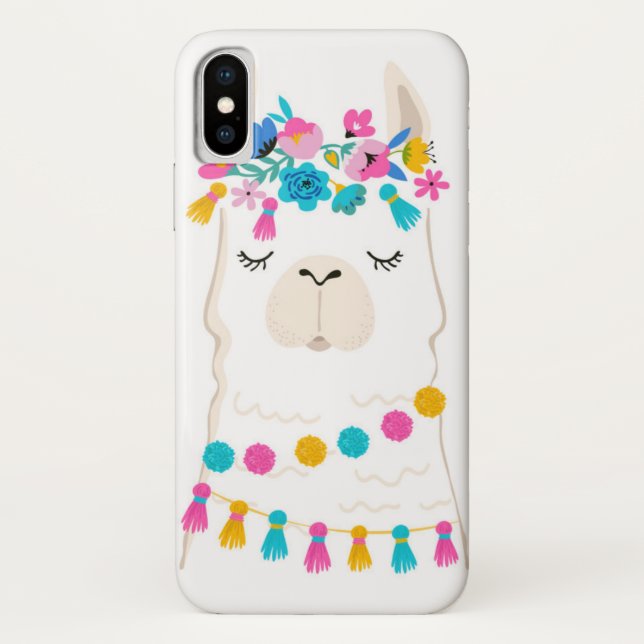 Niedliches Blumenlama Case-Mate iPhone Hülle (Rückseite)