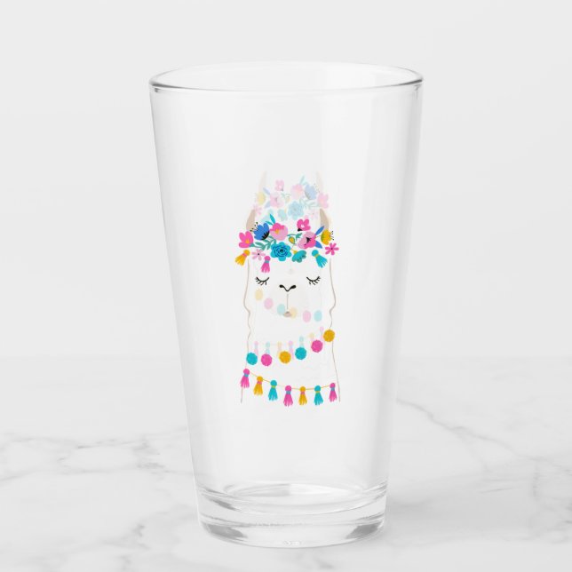 Niedliches Blumenlama Glas (Vorderseite)