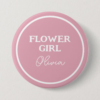 Niedliches Blumenmädchen, Personalisiert rosa und Button