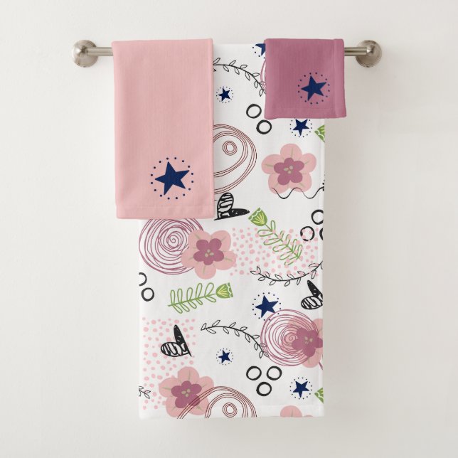 Niedliches Blumenmuster Badhandtuch Set (Insitu)