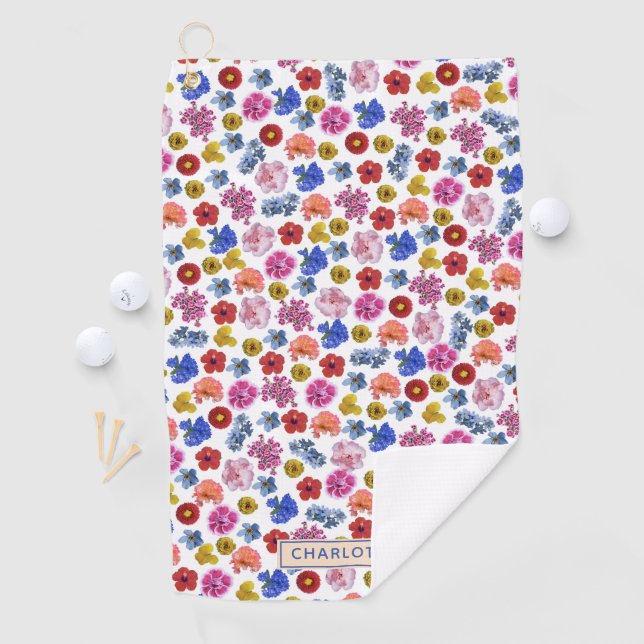 Niedliches Blumenmuster, buntes, individuelles Gol Golfhandtuch (Insitu)