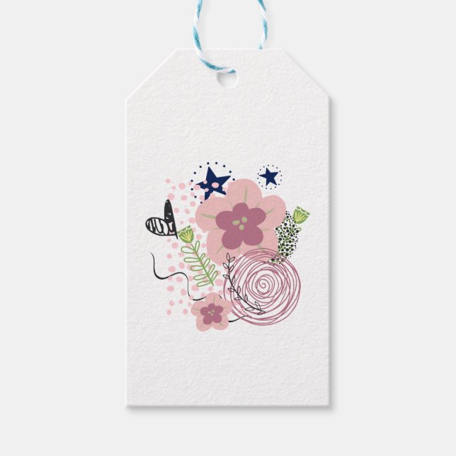 Niedliches Blumenmuster Geschenkanhänger (Vorderseite)
