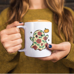 Niedliches Blumenmuster Ghost & Pumpkin Halloween Kaffeetasse