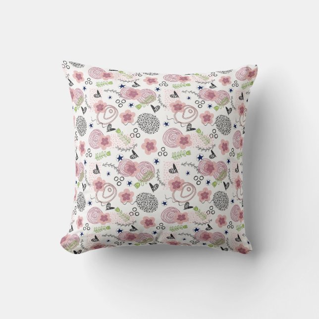 Niedliches Blumenmuster Kissen (Vorderseite)