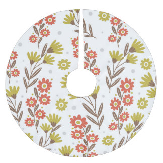 Niedliches Blumenmuster, nahtloser Hintergrund. Polyester Weihnachtsbaumdecke